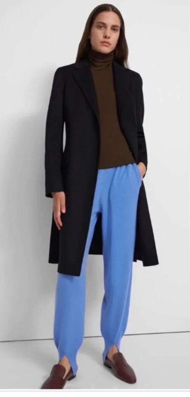 Theory Luxe New Divide Coat S Black Cashmere Wool Trench Quiet Luxury Old Money